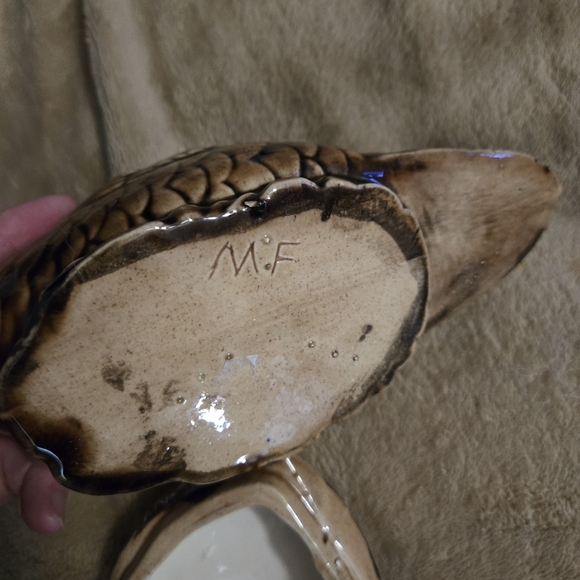 Lidded Brown Glazed Duck Vintage Trinket Dish Decor - Picture 3 of 4
